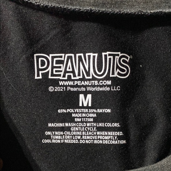 Peanuts Black Long Sleeve Top with Snoopy Graphic - Picture 4 of 4